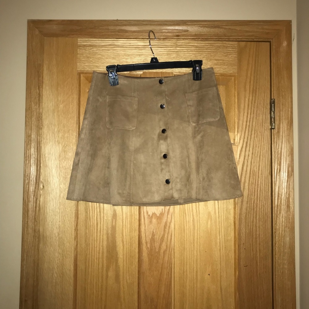 Kendall & Kylie Tan Suede Skirt